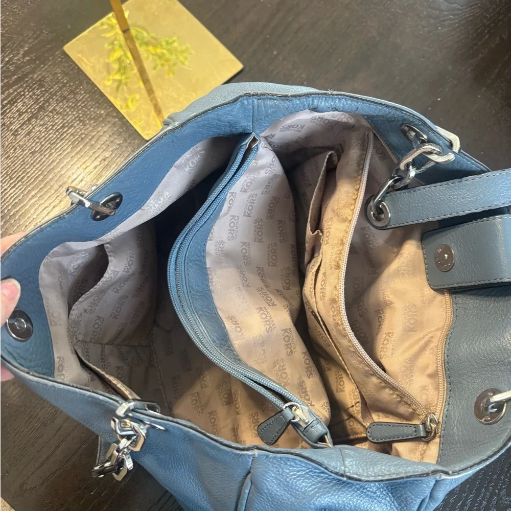 Michael Kors Slate Blue Leather Shoulder Bag
